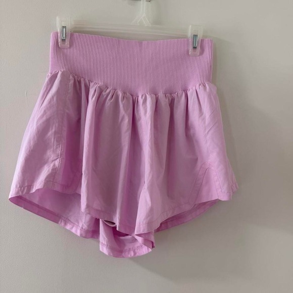 Pants - Pink shorts with white vertical stripes